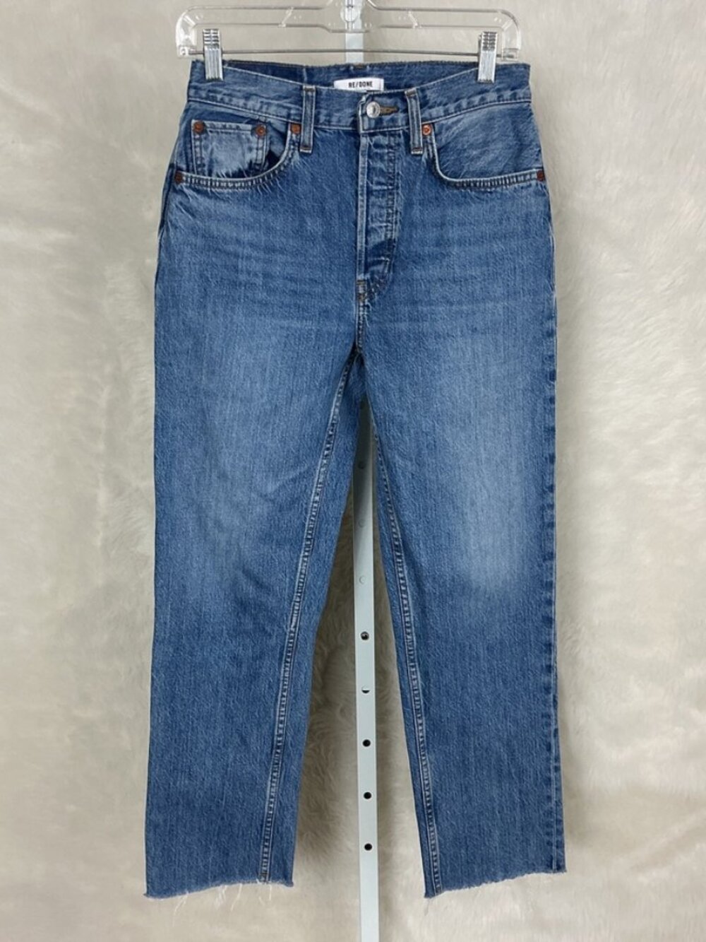 Re/Done High Rise 70s Stove Pipe Jeans Medium Vain Wash 26